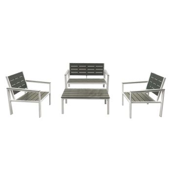 Metalwood Twilight - Salón de jardín con sofá + mesa de centro + 2 sillones No Brand Antracita