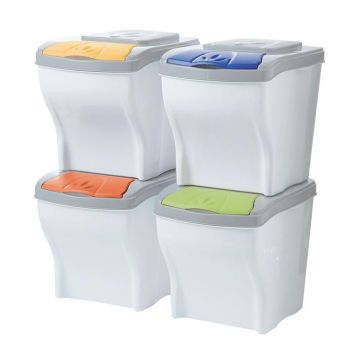 Poker - Cubo de basura de recogida selectiva con 4 compartimentos 80 L No Brand Multicolor