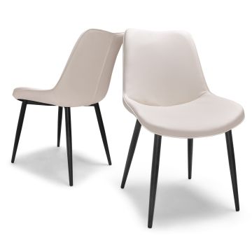 Berlín - Juego de 2 sillas de comedor de piel sintética color crema Frankystar Crema