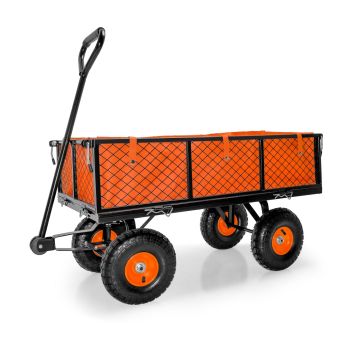 Carrito de transporte 350Kg con rejillas desmontables y ganchos para escobas Boudech Naranja