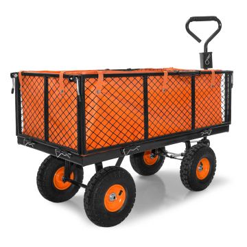 Carrito de transporte con rejillas desmontables y cesta de herramientas 550Kg Boudech Naranja