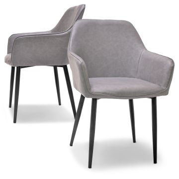Milán - Juego de 2 sillas de comedor de piel sintética gris antracita Frankystar Antracita