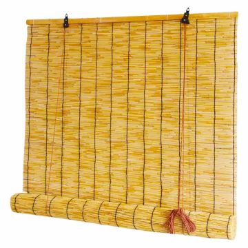 Ventana - Estor exterior enrollable de bambú 100x260cm No Brand Amarillo