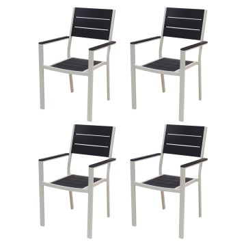 Metalwood - Juego de 4 sillas de jardín con reposabrazos, efecto madera No Brand Gris 10%