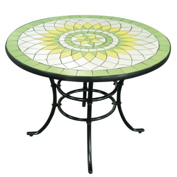 Limonaia - Mesa de jardín de acero con estante con incrustaciones de terracota No Brand Multicolor