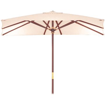 Sun Top - Parasol de jardin de madera con poste central - 3x2 No Brand Écru
