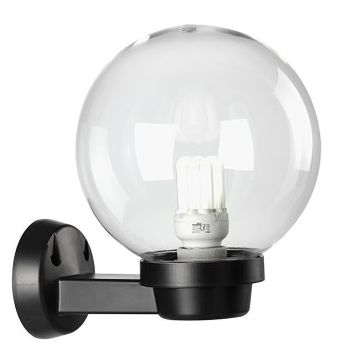 Globo - Aplique con esfera transparente para exterior Sovil Negro