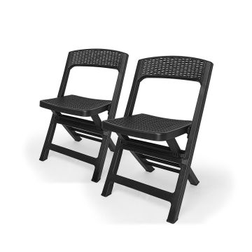 Asso - Juego de 2 sillas para exterior plegables de poliratán Progarden 