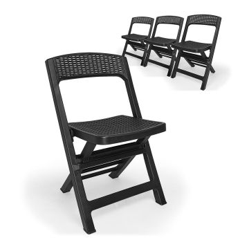 Asso - Juego de 4 sillas para exterior plegables de poliratán Progarden 