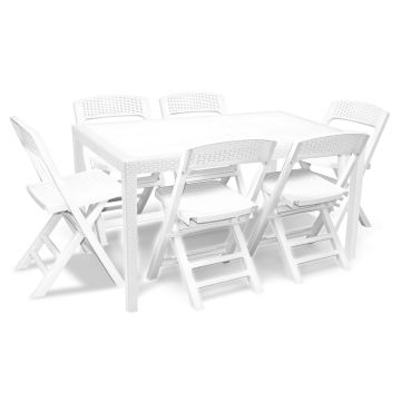 Prince + Asso - Salón de jardín - mesa 150x90 cm + 6 sillas plegables Progarden 