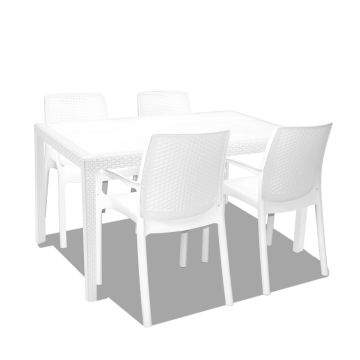Prince + Asso - Salón de jardín - mesa 150x90 cm + 4 sillas con brazos Progarden 