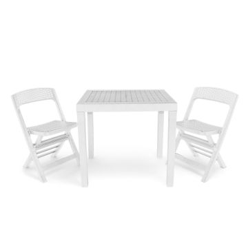 Poker - Salón de jardín - mesa + 2 sillas plegables Progarden 