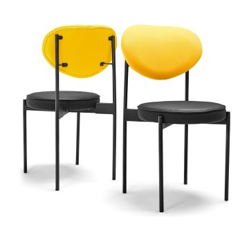 LIEGI ROCK -  Juego de 2 sillas de comedor de piel sintética Frankystar Amarillo