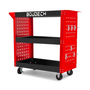 Troller - Carro de taller de 3 estantes con ruedas autobloqueantes Boudech Rojo